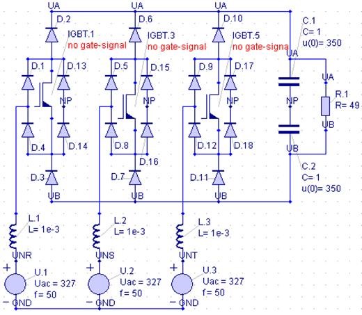 Fig. 8: Power Circuit, Vienna Rectifier.