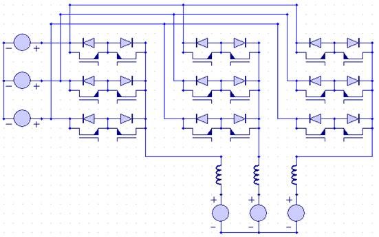 Fig. 4: Topology of the Conventional Direct Matrix Converter.
