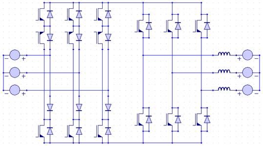 Fig. 5: Topology of the Sparse Matrix Converter.