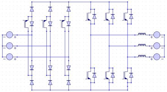 Fig. 7: Topology of the Ultra Sparse Matrix Converter.