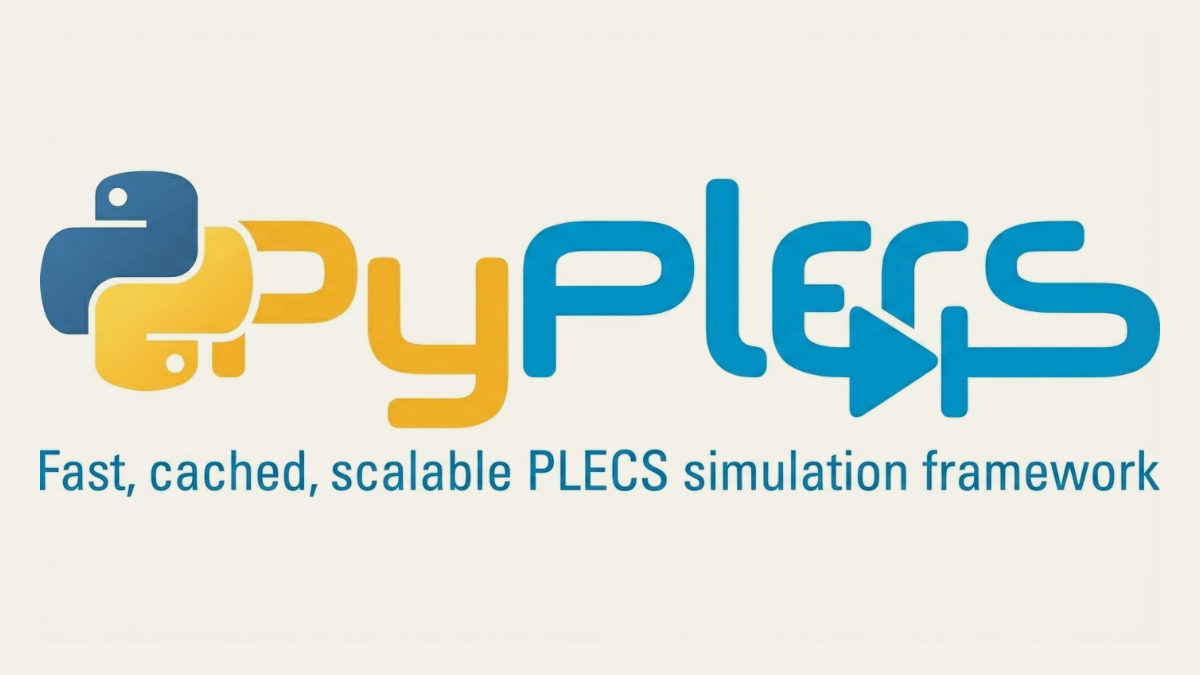 pyPLECS wordmark — a Python logo joined to the PLECS name, with the tagline fast, cached, scalable PLECS simulation framework.